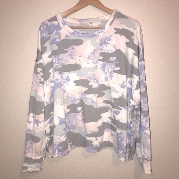 Como Blu Tops - Como Blu Women's Plus Size 1X Athlesiure Baby Terry Pullover